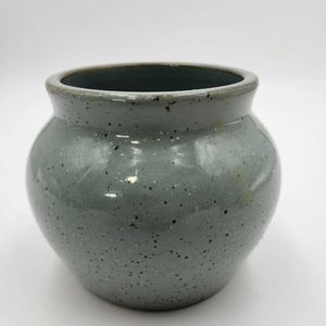 Threshold Studio McGee Short Ceramic Vase Blue 4.5" x 5" in
